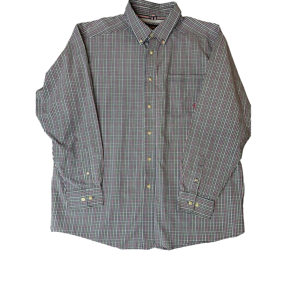 Ariat Pro Series Mens XL Blue Red Plaid Button Down Mesh Back Work Shirt
